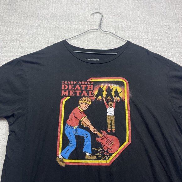 Y2K Learn About Death Metal Retro Kids Distressed Punk Rock Men Sz 2XL Black - Picture 2 of 15
